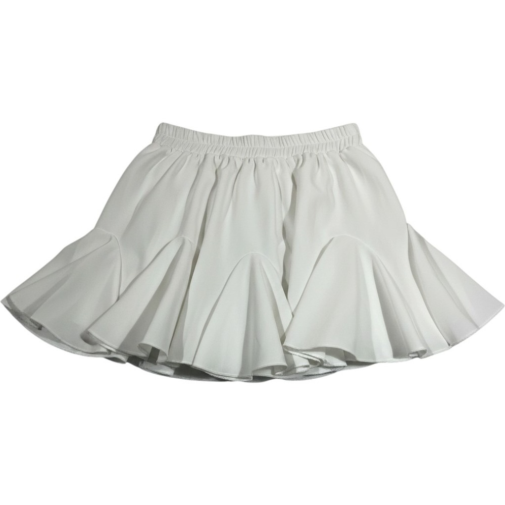 Avidlove Ruffled Mini Skirt Women Small White Pleated Flared Elastic Waist